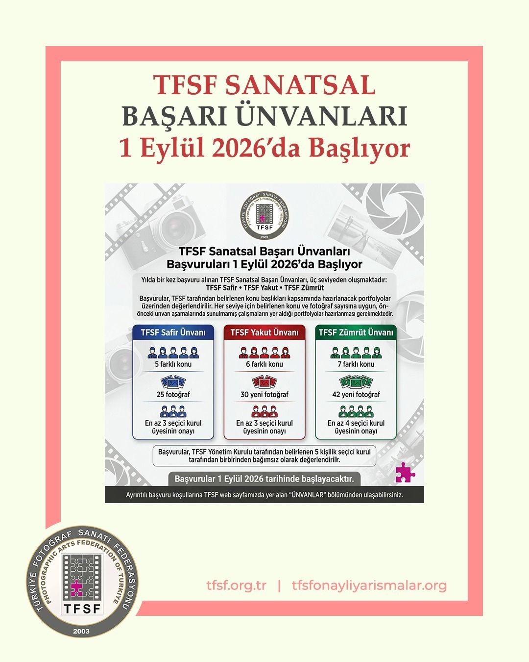 TFSF Sanatsal Başarı Unvanları İçin Başvurular 1 Eylül'de başlıyor